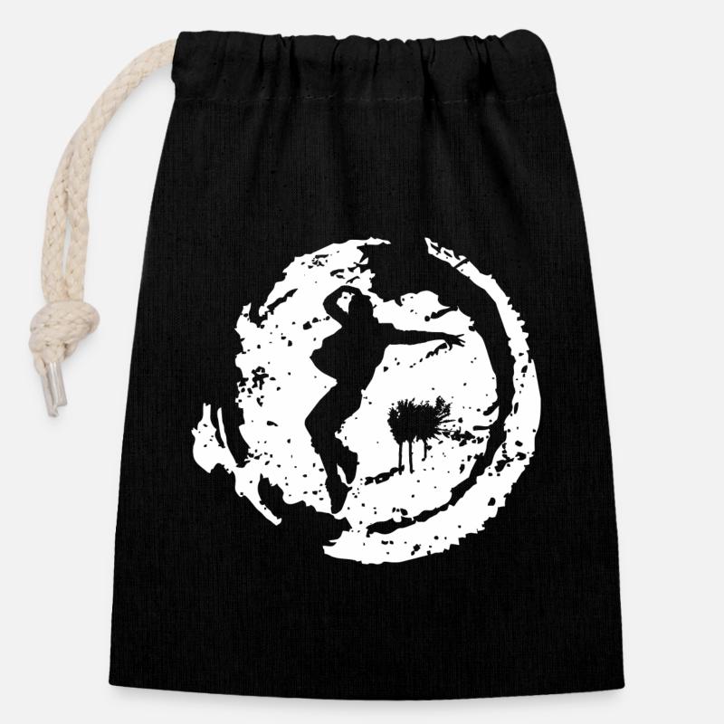 break dance - Sac cadeau en coton avec cordon (14 x 20 cm) - noir