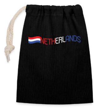 Pays-Bas - Sac cadeau en coton avec cordon (14 x 20 cm) - noir - Devant