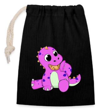 Dino Dinosaurier Fantasy Kinder Baby Kleinkind - Verschließbarer Geschenkbeutel aus Baumwolle (14x20cm) - Schwarz - Vorne