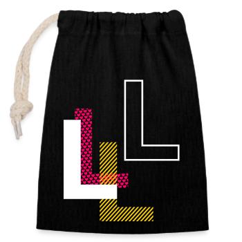 L - Cadeaux de conception de lettre initiale - Sac cadeau en coton avec cordon (14 x 20 cm) - noir - Devant