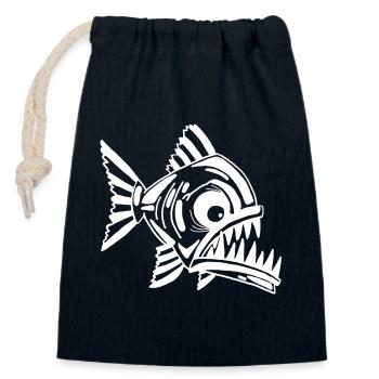 Fleischfressender weißer Fisch - Verschließbarer Geschenkbeutel aus Baumwolle (14x20cm) - Navy - Vorne