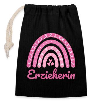 Institutrice de maternelle Regenbogen - Sac cadeau en coton avec cordon (14 x 20 cm) - noir - Devant