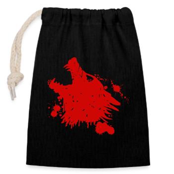 Loup rouge hurlant - Sac cadeau en coton avec cordon (14 x 20 cm) - noir - Devant