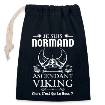 Normand ascendant viking 2 - Sac cadeau en coton avec cordon (14 x 20 cm) - bleu marine - Devant