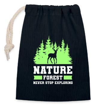 Wald Bäume Holz Waldtier - Verschließbarer Geschenkbeutel aus Baumwolle (14x20cm) - Navy - Vorne