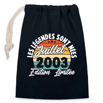 Cadeau Les légendes sont nées en juillet 2003 - Sac cadeau en coton avec cordon (14 x 20 cm) - bleu marine - Devant