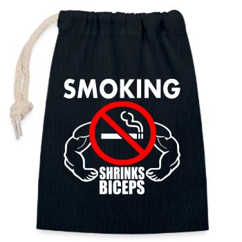 Smoking shrinks the biceps - Closable cotton gift bag (14x20cm) - navy - Front