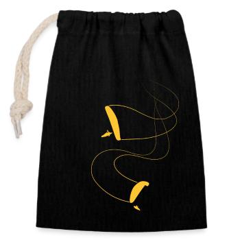 Paraglider duo - Closable cotton gift bag (14x20cm) - black - Front