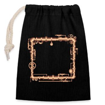 Cadre Steampunk en look de machine à vapeur - Sac cadeau en coton avec cordon (14 x 20 cm) - noir - Devant