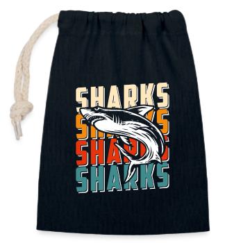 Great White Shark Diving Ocean Predator - Closable cotton gift bag (14x20cm) - navy - Front