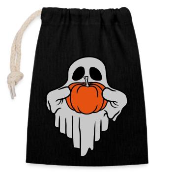 Pumpkin Ghost Halloween Comic - Closable cotton gift bag (14x20cm) - black - Front