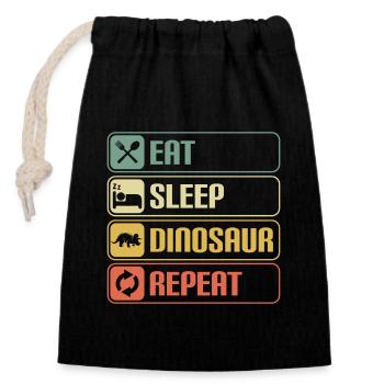 Dino Stegosaurus Carnivore Herbivore - Closable cotton gift bag (14x20cm) - black - Front