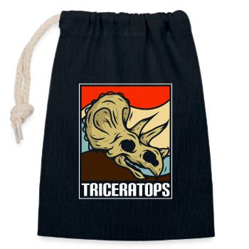 T-Rex Triceratops Fleischfresser Archäologie - Verschließbarer Geschenkbeutel aus Baumwolle (14x20cm) - Navy - Vorne