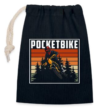 Pocketbike Biker Zweirad Matsch - Verschließbarer Geschenkbeutel aus Baumwolle (14x20cm) - Navy - Vorne