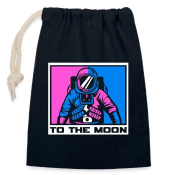 Space Logo Voyager - Closable cotton gift bag (14x20cm) - navy - Front