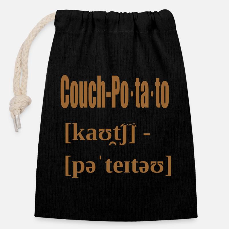 couch potato - Verschließbarer Geschenkbeutel aus Baumwolle (14x20cm) - Schwarz