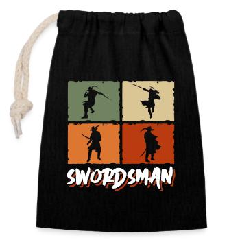 Sword Fight - Closable cotton gift bag (14x20cm) - black - Front