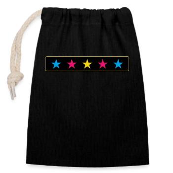 The 5 five stars - Closable cotton gift bag (14x20cm) - black - Front