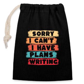 Book Novel Literature Book author - Closable cotton gift bag (14x20cm) - black - Front