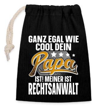 Rechtsanwalt Papa Vater Vatertag Cooler Papa - Verschließbarer Geschenkbeutel aus Baumwolle (14x20cm) - Schwarz - Vorne