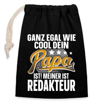 Redakteur Papa Vater Vatertag Cooler Papa - Verschließbarer Geschenkbeutel aus Baumwolle (14x20cm) - Schwarz - Vorne
