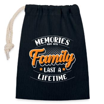 Réunion de famille Armoiries de la famille Grand-père et grand-mère - Sac cadeau en coton avec cordon (14 x 20 cm) - bleu marine - Devant