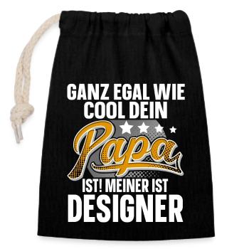 Designer Papa Vater Vatertag Cooler Papa - Verschließbarer Geschenkbeutel aus Baumwolle (14x20cm) - Schwarz - Vorne