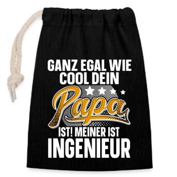 Ingenieur Papa Vater Vatertag Cooler Papa - Verschließbarer Geschenkbeutel aus Baumwolle (14x20cm) - Schwarz - Vorne