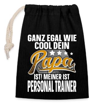 Personal Trainer Papa Vater Vatertag Cooler Papa - Verschließbarer Geschenkbeutel aus Baumwolle (14x20cm) - Schwarz - Vorne