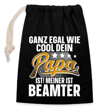 Beamter Papa Vater Vatertag Cooler Papa - Verschließbarer Geschenkbeutel aus Baumwolle (14x20cm) - Schwarz - Vorne