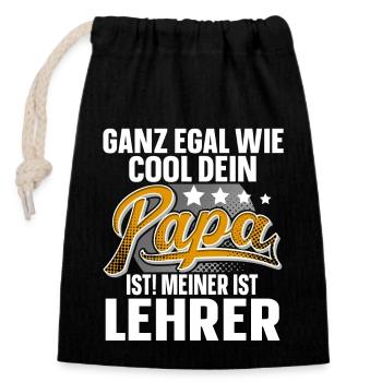 Lehrer Papa Vater Vatertag Cooler Papa - Verschließbarer Geschenkbeutel aus Baumwolle (14x20cm) - Schwarz - Vorne
