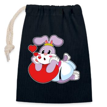 Rabbit Bride Heart Wedding - Closable cotton gift bag (14x20cm) - navy - Front