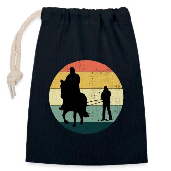 Ski de cheval Ski de sport d’hiver extrême - Sac cadeau en coton avec cordon (14 x 20 cm) - bleu marine - Devant