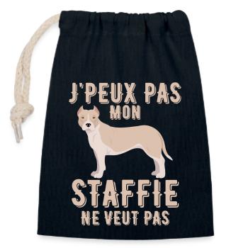 STAFFIE chien de race - Sac cadeau en coton avec cordon (14 x 20 cm) - bleu marine - Devant