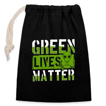 Extraterrestrial invasion science fiction - Closable cotton gift bag (14x20cm) - black - Front