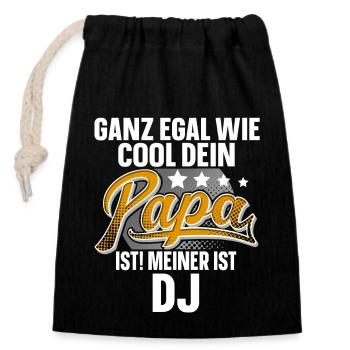 Dj Papa Vater Vatertag Cooler Papa - Verschließbarer Geschenkbeutel aus Baumwolle (14x20cm) - Schwarz - Vorne
