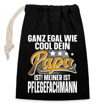 Pflegefachmann Papa Vater Vatertag Cooler - Verschließbarer Geschenkbeutel aus Baumwolle (14x20cm) - Schwarz - Vorne