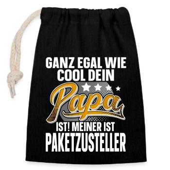 Paketzusteller Papa Vater Vatertag Cooler Papa - Verschließbarer Geschenkbeutel aus Baumwolle (14x20cm) - Schwarz - Vorne