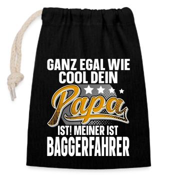Baggerfahrer Papa Vater Vatertag Cooler Papa - Verschließbarer Geschenkbeutel aus Baumwolle (14x20cm) - Schwarz - Vorne