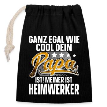 Heimwerker Papa Vater Vatertag Cooler Papa - Verschließbarer Geschenkbeutel aus Baumwolle (14x20cm) - Schwarz - Vorne