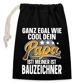 Bauzeichner Papa Vater Vatertag Cooler Papa - Verschließbarer Geschenkbeutel aus Baumwolle (14x20cm) - Schwarz - Vorne