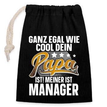Manager Papa Vater Vatertag Cooler Papa - Verschließbarer Geschenkbeutel aus Baumwolle (14x20cm) - Schwarz - Vorne