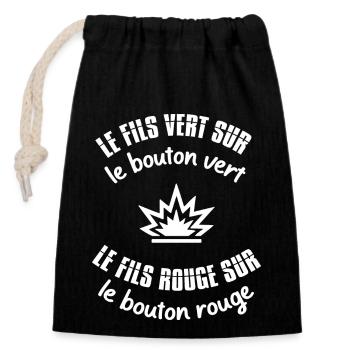le fils vert cadeau - Sac cadeau en coton avec cordon (14 x 20 cm) - noir - Devant