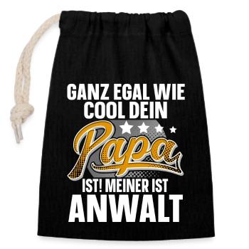 Anwalt Papa Vater Vatertag Cooler Papa - Verschließbarer Geschenkbeutel aus Baumwolle (14x20cm) - Schwarz - Vorne