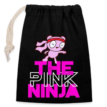 The Pink Ninja White Logo - Closable cotton gift bag (14x20cm) - black - Front