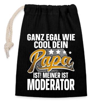 Moderator Papa Vater Vatertag Cooler Papa - Verschließbarer Geschenkbeutel aus Baumwolle (14x20cm) - Schwarz - Vorne