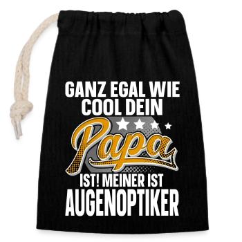 Augenoptiker Papa Vater Vatertag Cooler Papa - Verschließbarer Geschenkbeutel aus Baumwolle (14x20cm) - Schwarz - Vorne
