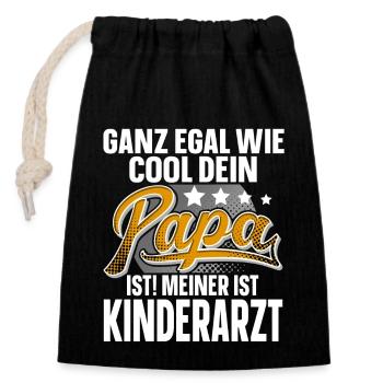 Kinderarzt Papa Vater Vatertag Cooler Papa - Verschließbarer Geschenkbeutel aus Baumwolle (14x20cm) - Schwarz - Vorne