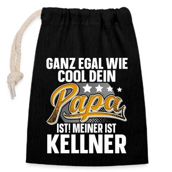 Kellner Papa Vater Vatertag Cooler Papa - Verschließbarer Geschenkbeutel aus Baumwolle (14x20cm) - Schwarz - Vorne