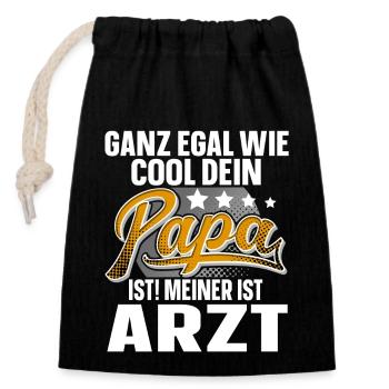 Arzt Papa Vater Vatertag Cooler Papa - Verschließbarer Geschenkbeutel aus Baumwolle (14x20cm) - Schwarz - Vorne